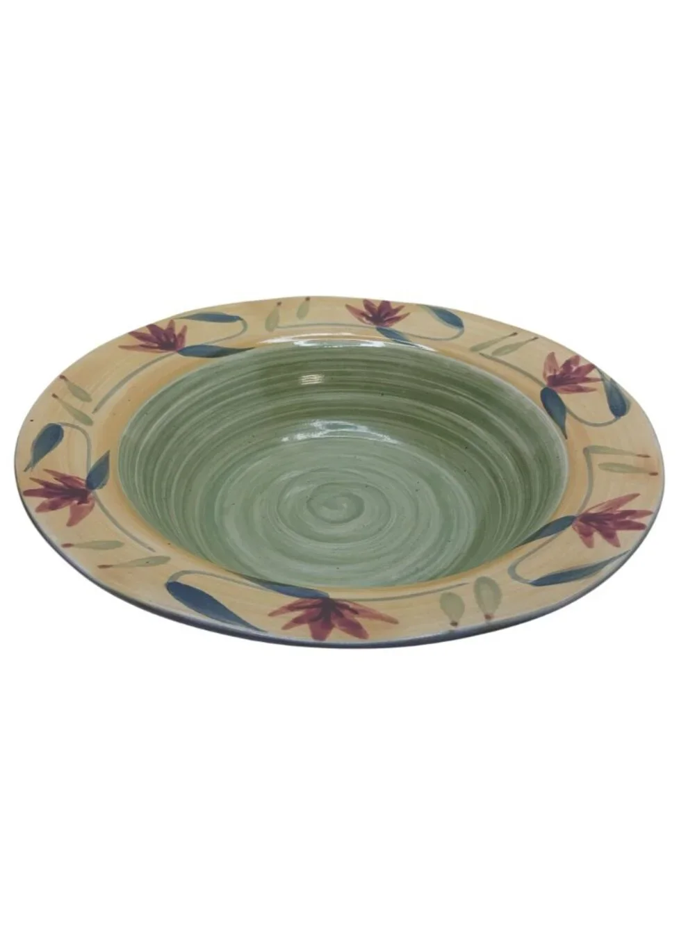 Pier 1 Elizabeth Handpainted Stoneware Large Serving Bowl With Floral Design